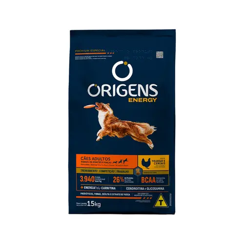 Ração Origens Energy Cães Adultos Frango e Cereais