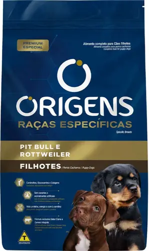 Ração Origens Cães Filhotes Raças Específicas Labrador e Golden Pitbull  e Rottweiler 15KG