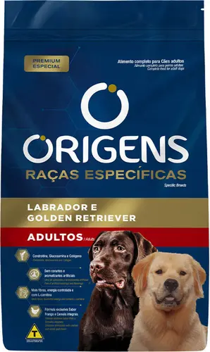 Ração Origens Cães Adultos Raças Específicas Labrador e Golden 15KG