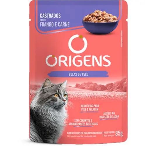 ORIGENS SACHE GATO CASTRADO FRANGO 85G
