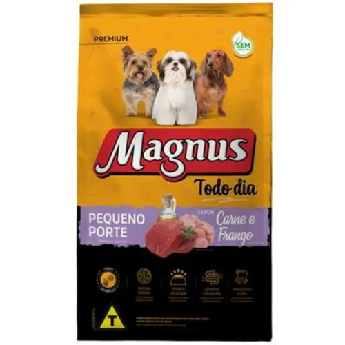 Ração Magnus Todo Dia Cães Adultos Pequeno Porte Sabor Carne e Frango