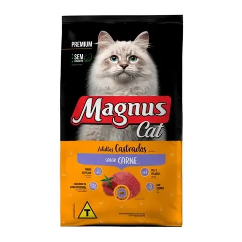 Ração Magnus Gatos Adultos Castrados Sabor Carne 10,1KG