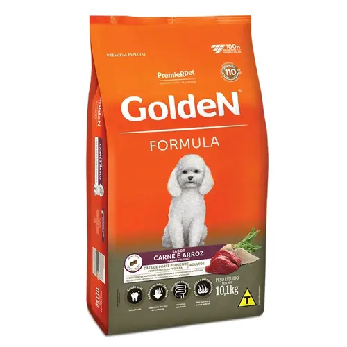 Ração Golden Formula Cães Adultos Raças Pequenas Carne e Arroz Mini Bits