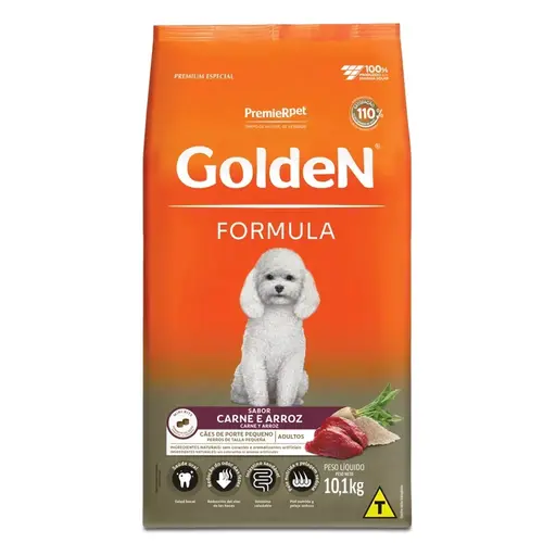 Ração Golden Formula Cães Adultos Raças Pequenas Carne e Arroz Mini Bits