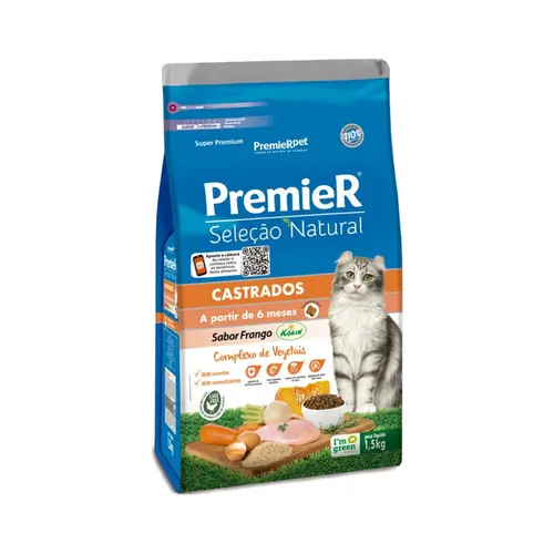 PREMIER GATOS SELEÇÃO NATURAL CASTRADOS 1,5KG
