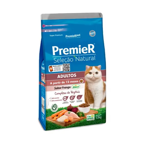 PREMIER GATOS SELEÇÃO NATURAL ADULTO 1,5KG
