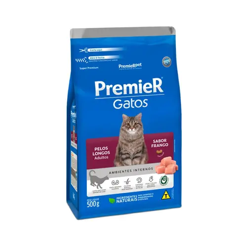 PREMIER GATOS PELOS LONGOS FRANGO 1,5KG