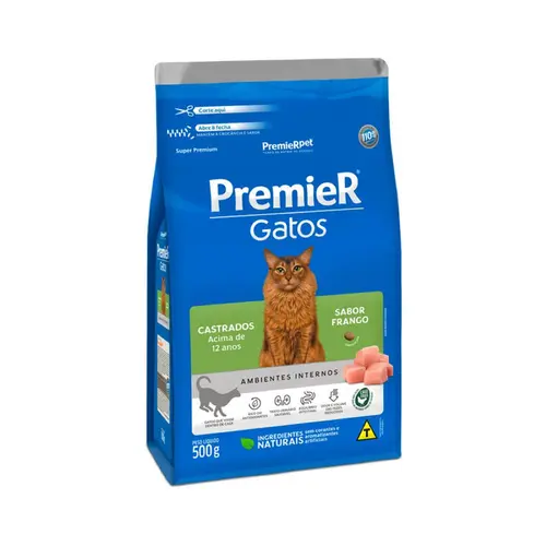 PREMIER GATOS CASTRADOS FRANGO 12+ 500G