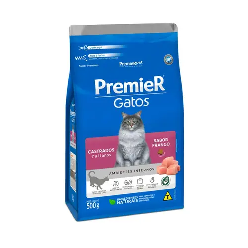 PREMIER GATOS CASTRADOS 7 A 11 ANOS 500G