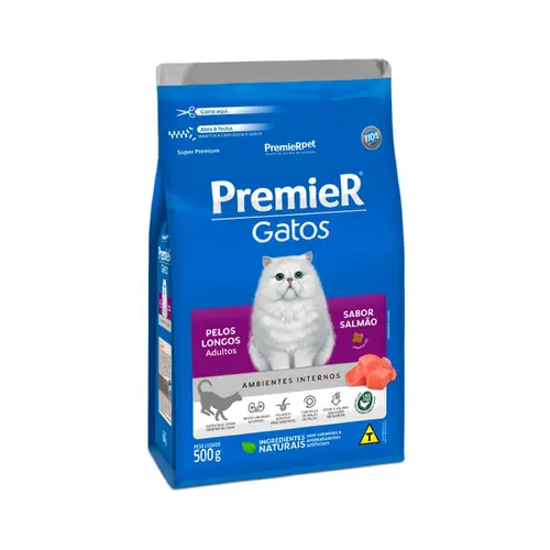 PREMIER GATOS PELOS LONGOS SALMÃO 7,5KG