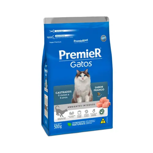 PREMIER GATOS CASTRADOS 6 MESES A 6 ANOS FRANGO 500G