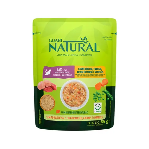GUABI NATURAL GATO SACHÊ CARNE FRANGO E VEGETAIS