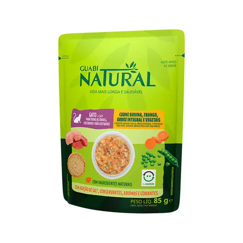GUABI NATURAL GATO SACHÊ CARNE FRANGO E VEGETAIS