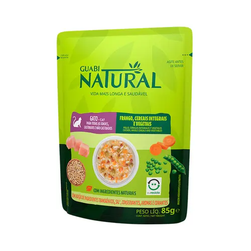 GUABI NATURAL GATO SACHÊ CASTRADO FRANGO E CEREAIS 85G