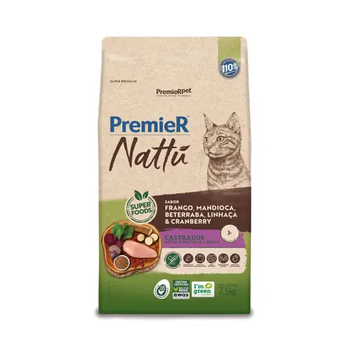 PREMIER NATTU GATOS CASTRADOS MANDIOCA