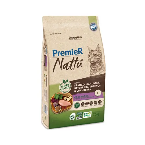 PREMIER NATTU GATOS CASTRADOS MANDIOCA
