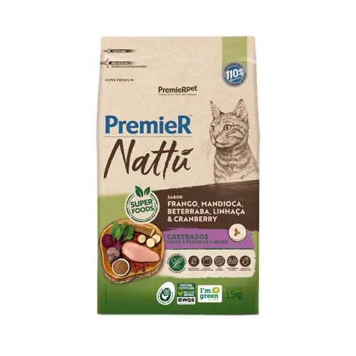 PREMIER NATTU GATOS CASTRADOS MANDIOCA